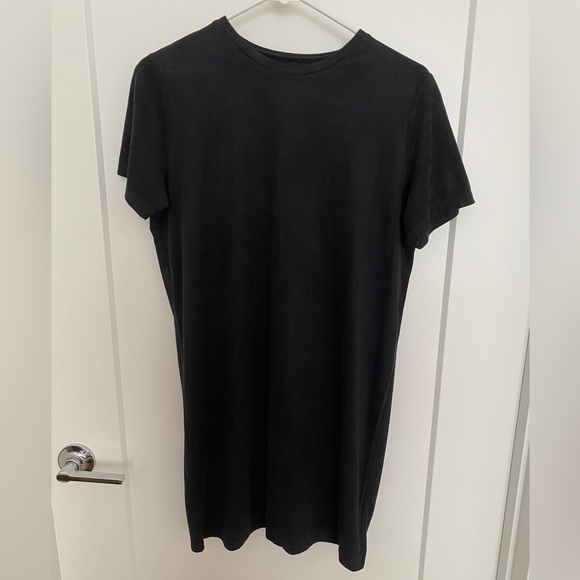 Dark Navy, Suede, Mini T-Shirt Dress - Picture 1 of 4